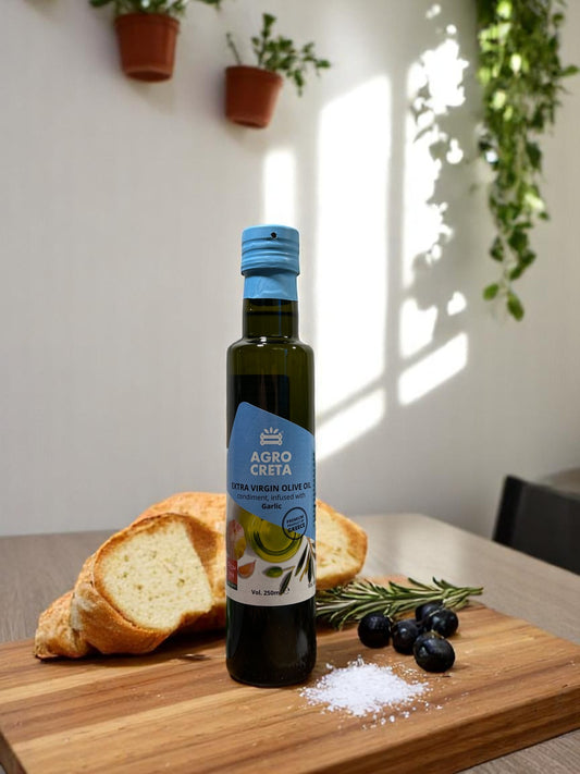 Flaske med ekstra jomfru olivenolie med løg fra Kreta – 250ml