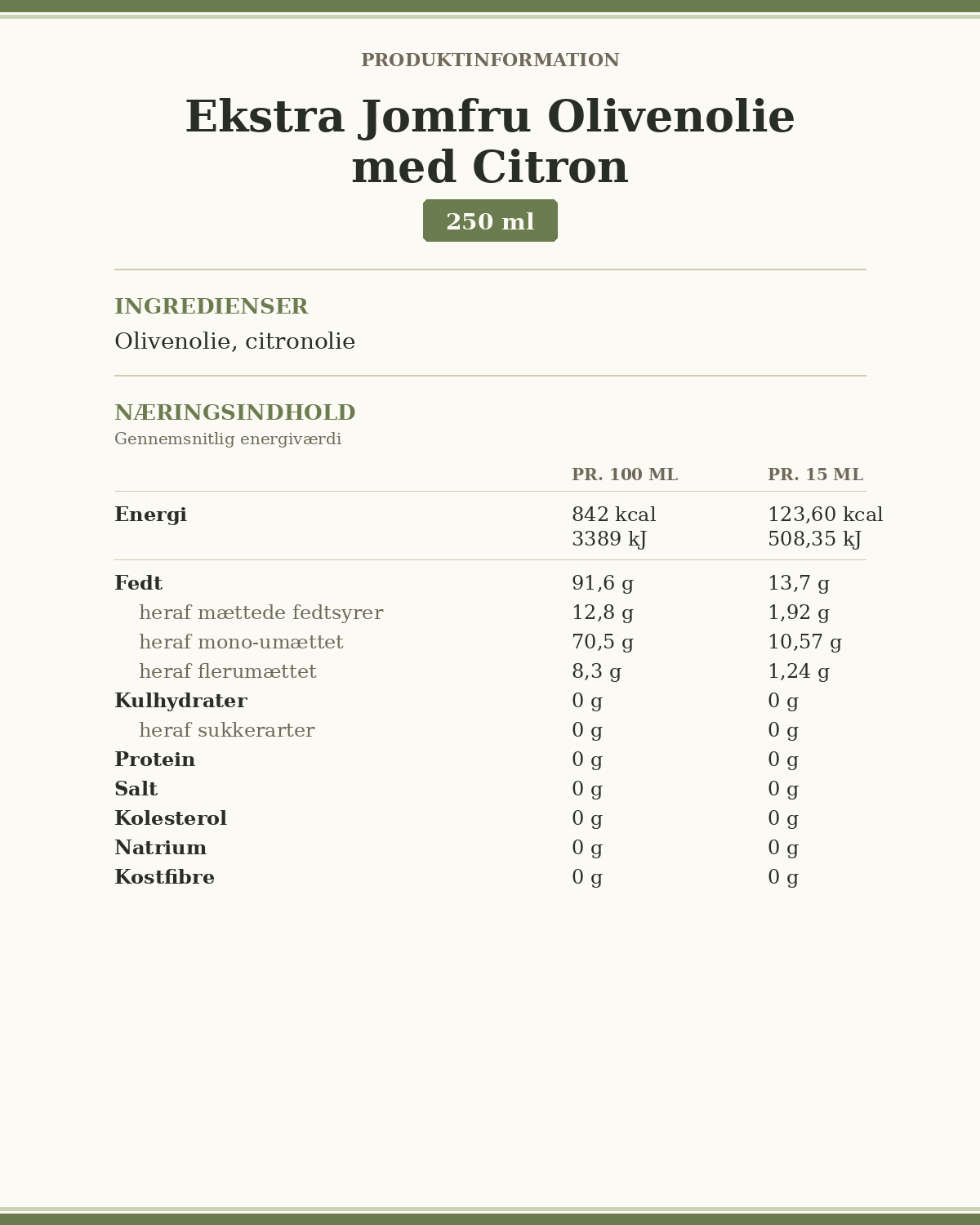 Citron - Ekstra Jomfruolivenoile 250ml