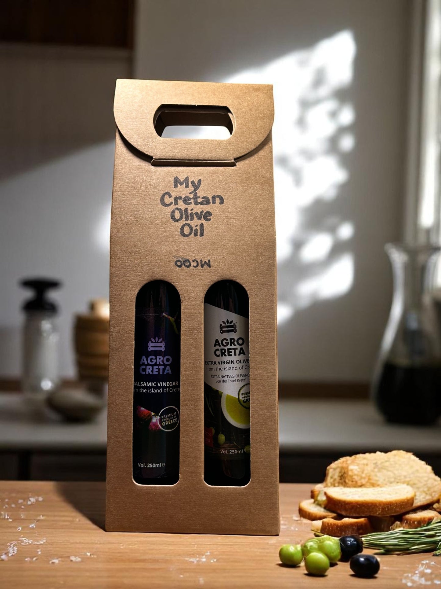 Gaveæske med 2 gange ekstra jomfru oliven olie fra Kreta på 250 ml