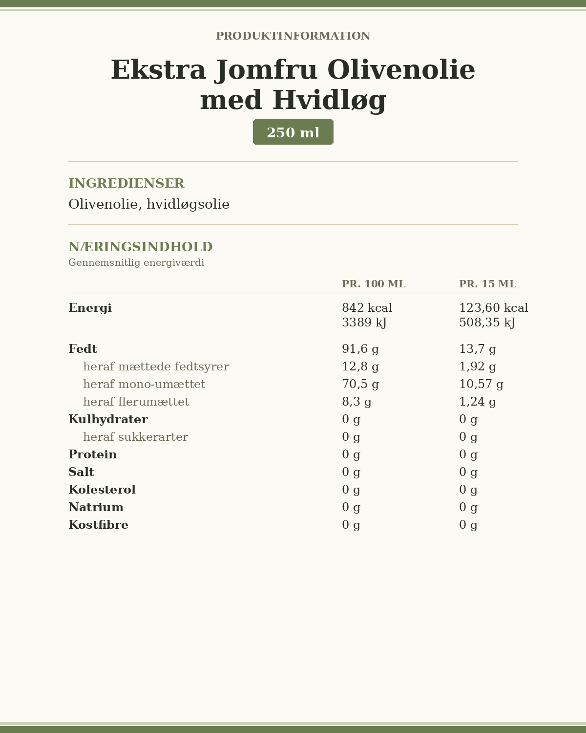 Hvidløg - Ekstra Jomfruolivenolie 250ml